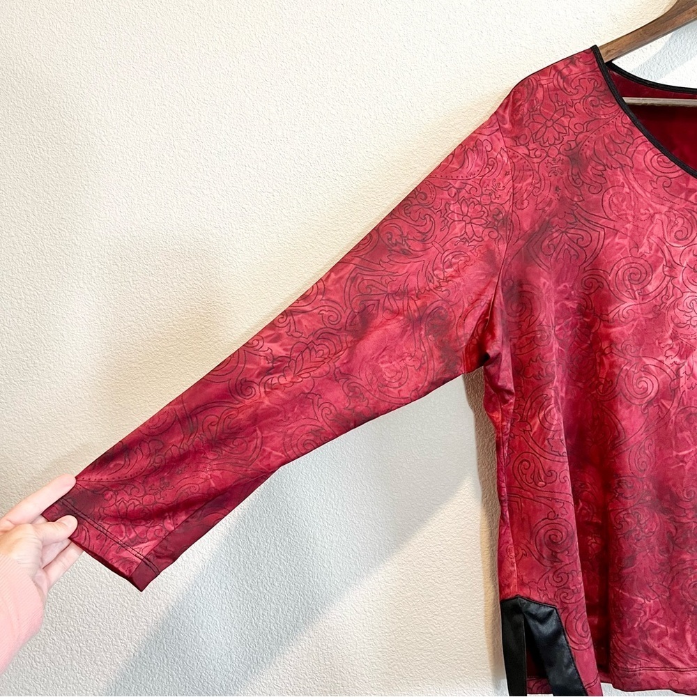 Caslon Red Velvet Blouse 2X Plus Dark Romantic Witchy Luxe Top - Picture 5 of 12